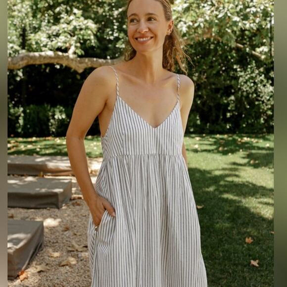 Jenni Kayne‎ Cove Maxi Dress White with Navy Stripe Size XS - Picture 2 of 10